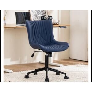 Modern Office Chair Armless, Swivel, Rocking, Wheels, Adjustable, Faux Leather